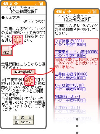 「金融機関選択」画面