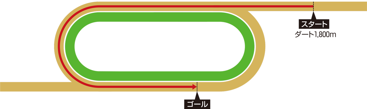 キングアブドゥルアジーズ競馬場　ダート1800メートル コース図