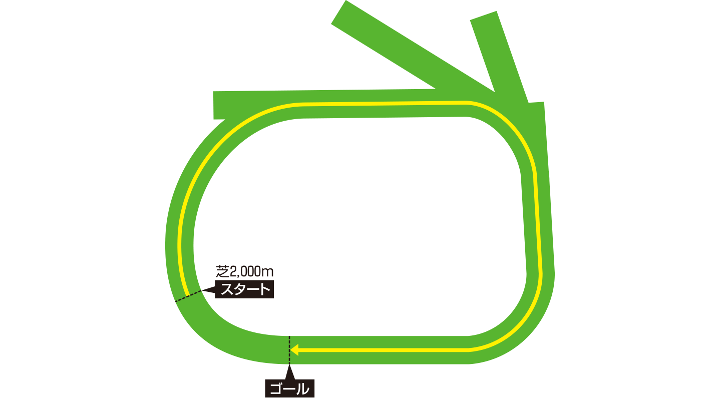 ランドウィック競馬場・芝2000メートルのコース図