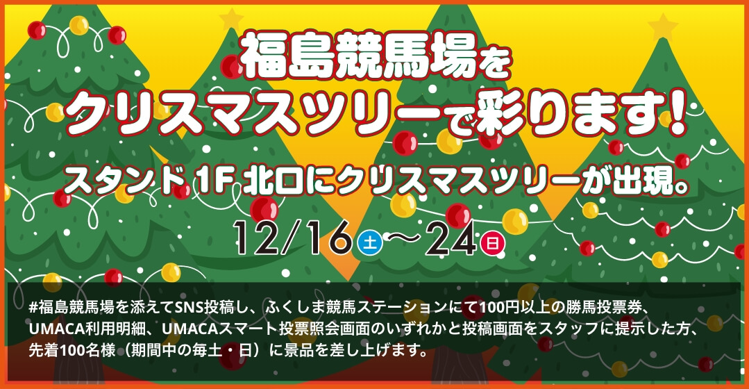 福島競馬場をクリスマスツリーで彩ります！
