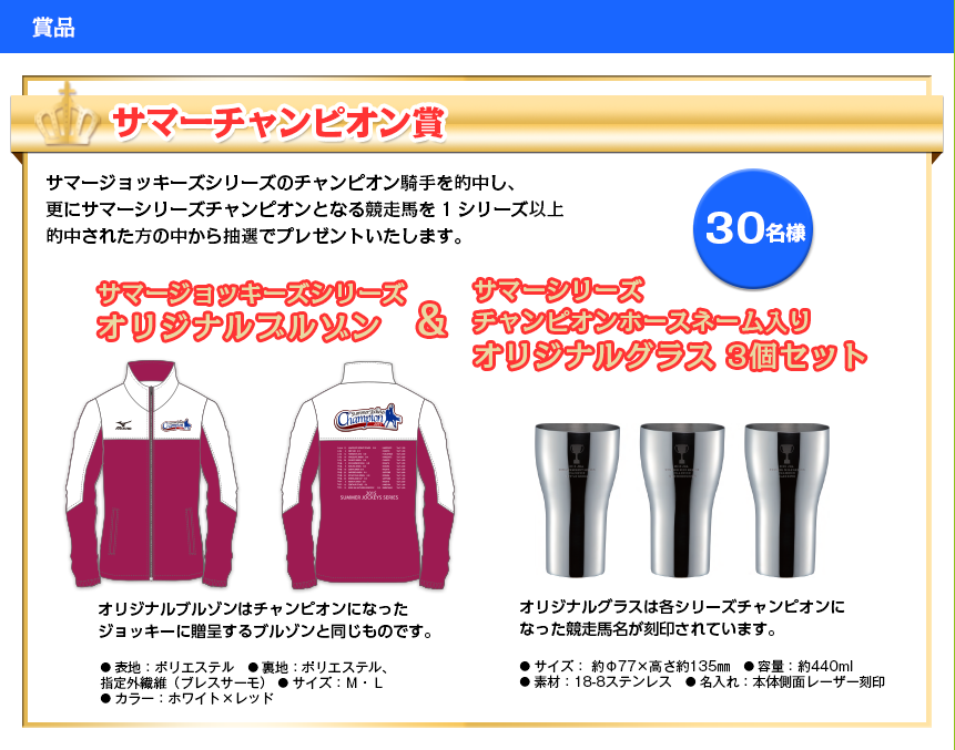賞品：サマーチャンピオン賞