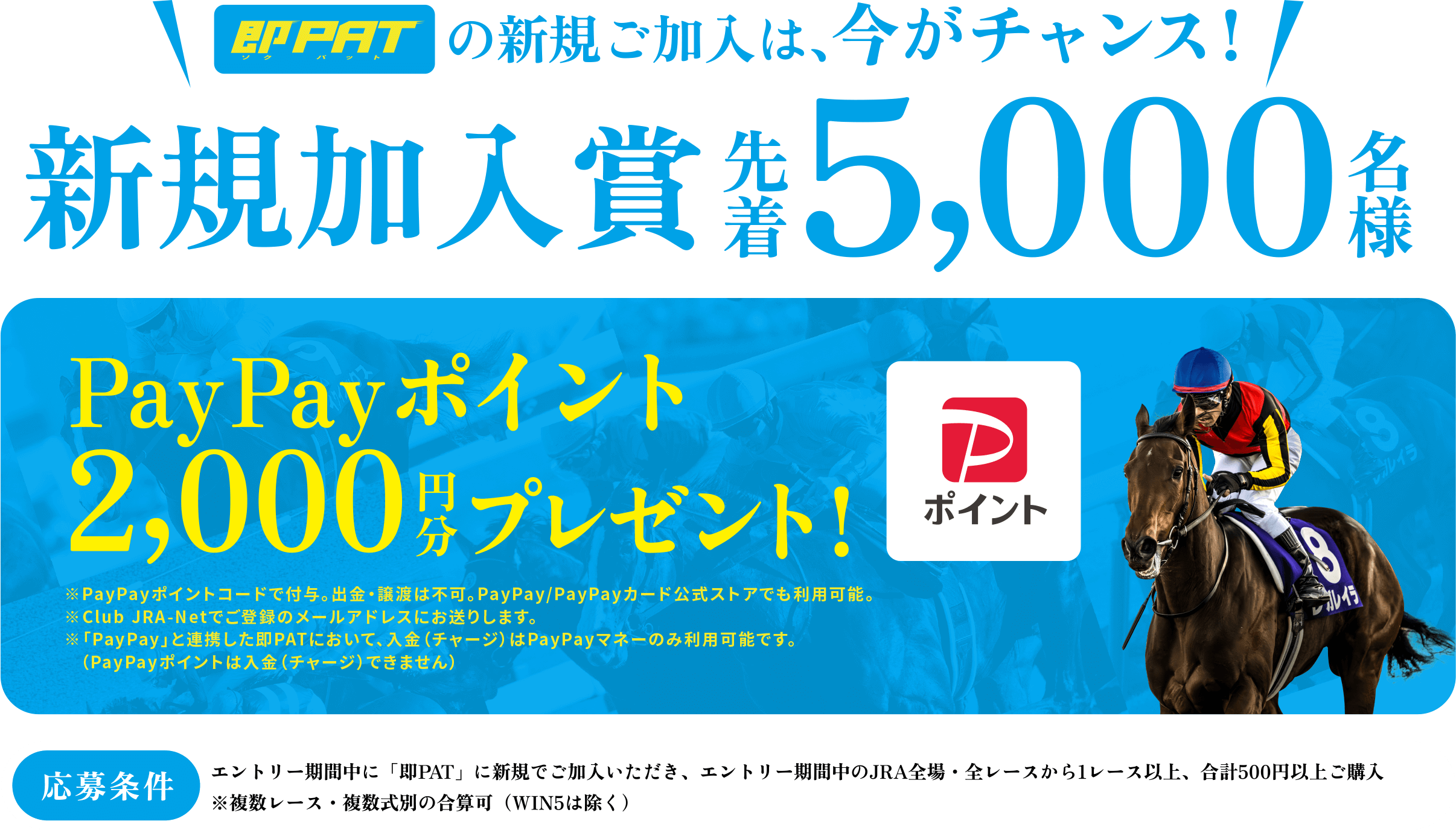 即PATの新規ご加入は、今がチャンス!先着5,000名様にPayPayポイント2,000円分プレゼント!