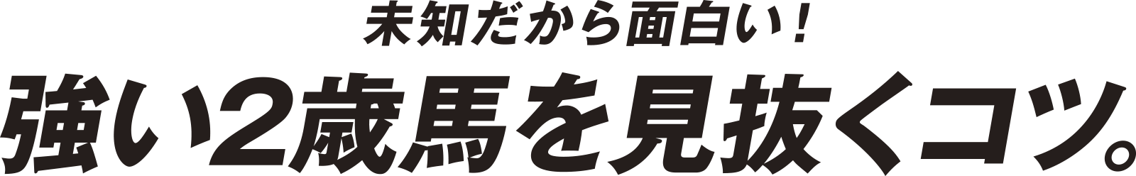 未知だから面白い！強い2歳馬を見抜くコツ。